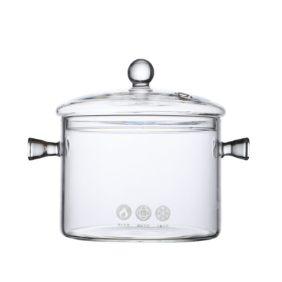 2024 New Design 1900ml Heat Resistant Thickening Glass Borosilicate Glass Cooking Pot with Cover