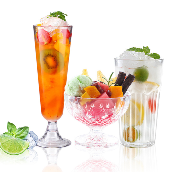 2023 New  Custom Cocktail Juice Glass Unbreakable Ice Cream Cup Transparent Acrylic juice glasses