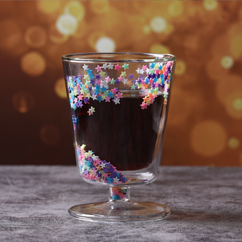 Hot Selling 2024 glass of milk Colorful Star Sequin Cup Handmade Double Wall Glass Goblet Cup