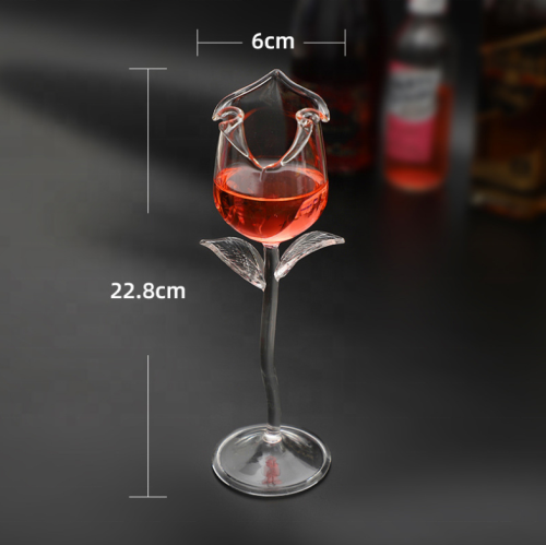 2024 manufactory new bar use rose petal shaped glass goblets rose wine glass cocktail glasses set