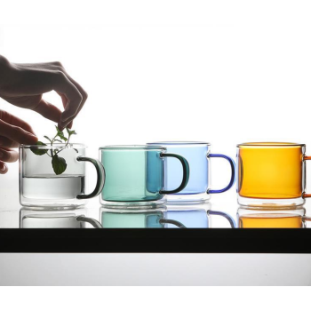 Factory direct sales colored glass double water cup office drink cup coffee cup glass coffee mugs