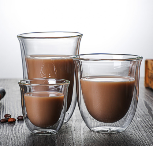 Factory direct sales creative simple coffee milk double wall glass coffee mugs high quality price