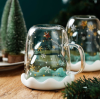 Factory sales Christmas double glass cartoon double glass with lid glass coffee cup cute pattern