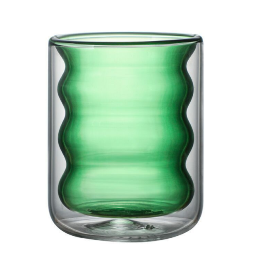 Creative and fashionable color double layer water cup Household milk heat-resistant milk glass