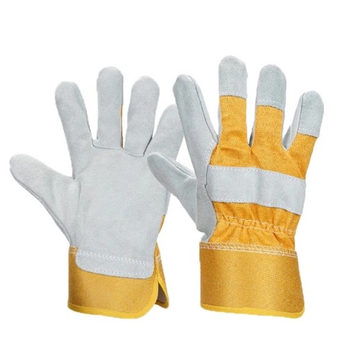 Leather Work Gloves with Double Palm, CE Approved for Construction