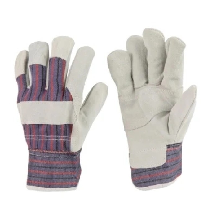 Cow Split Leather Double Palm Work Gloves for Construction CE Certified