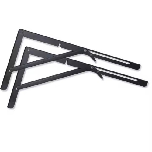 Adjustable Angle Black Power Coated Table Corner Metal Wall Mount Floating L Folding Shelf Bracket