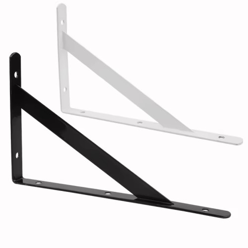 Adjustable Angle Black Power Coated Table Corner Metal Wall Mount Floating L Folding Shelf Bracket