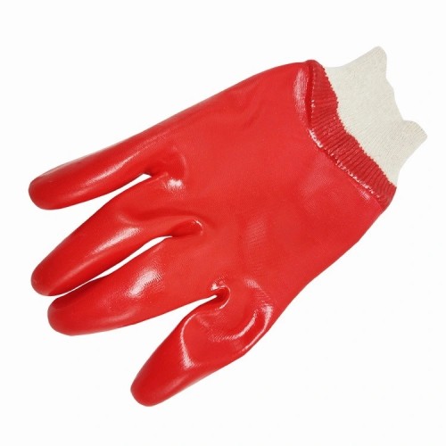 Guantes de seguridad industriales rojos Guantes de trabajo de goma Guantes de PVC Guantes industriales de construcción