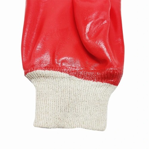 Guantes de seguridad industriales rojos Guantes de trabajo de goma Guantes de PVC Guantes industriales de construcción