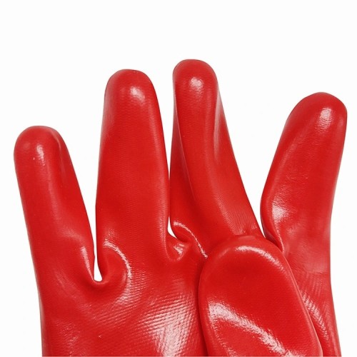 Guantes de seguridad industriales rojos Guantes de trabajo de goma Guantes de PVC Guantes industriales de construcción