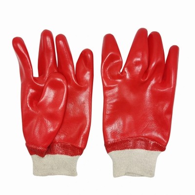 Guantes de seguridad industriales rojos Guantes de trabajo de goma Guantes de PVC Guantes industriales de construcción