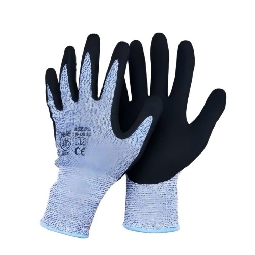 Guantes de trabajo de seguridad anticortes con revestimiento de nitrilo, resistentes al aceite, de fibra HPE, nivel 5, con certificación CE N-D133, para la industria de la construcción