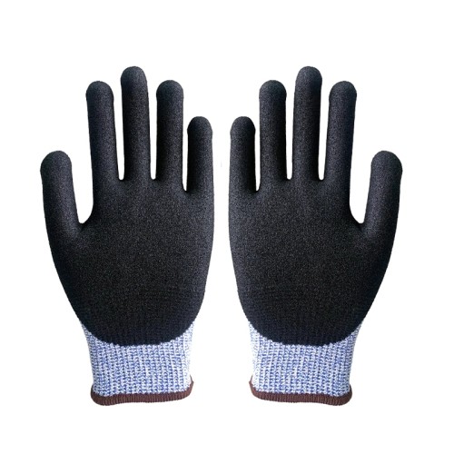 N-D133 CE Ukca Anti Slip Oil Resistant Hppe Fiber Level 5 with Nitrile Coated Anti Cut Safety Work Gloves for Construction Industry