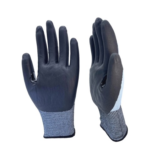 Resistance Level 6 Hppe Liner Nitrile Coated Palm Dipped Durable Industrial Work Safety Gloves