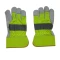 Cow Grain Leather Fluorescent Cloth Knuckle Strap Fully Lined Labor Work Gloves