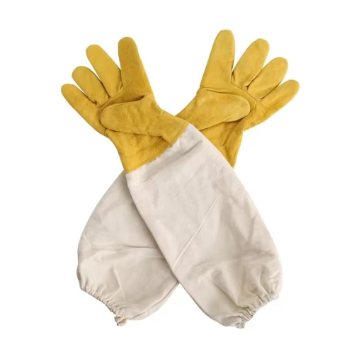 Guantes de piel de oveja de lona gruesa para apicultura para atrapar abejas