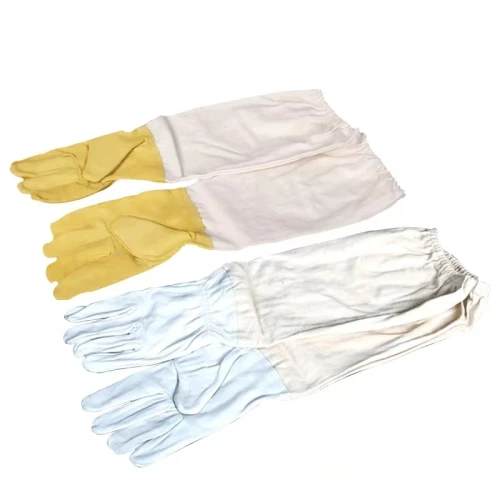 Guantes de piel de oveja de lona gruesa para apicultura para atrapar abejas