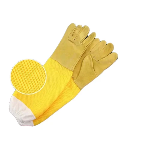 Guantes de piel de oveja de lona gruesa para apicultura para atrapar abejas