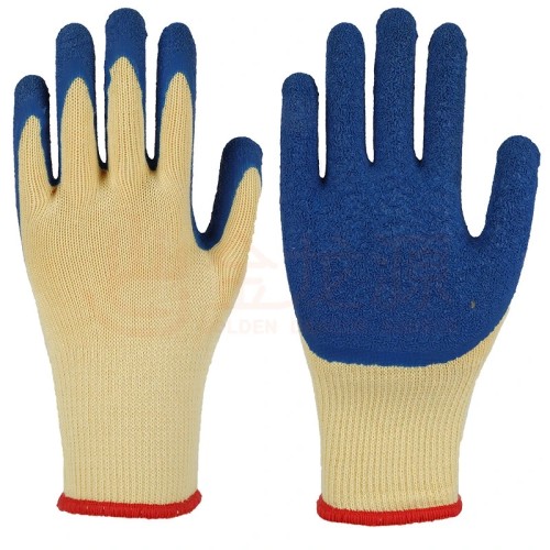 10G Thread Polycotton Latex Crinkle Palm Coated Protective Safety Work Rubber Labor Gloves