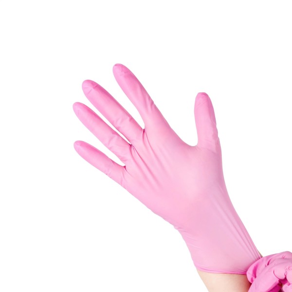 Guantes de nitrilo rojo claro desechable para examen médico sin polvo