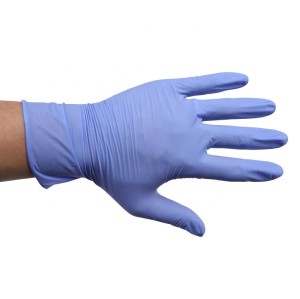Guantes de nitrilo desechables para exámenes sin polvo azul y negro