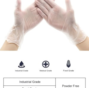 Guantes de examen de vinilo de PVC desechables blancos para la industria alimentaria Venta directa de fábrica