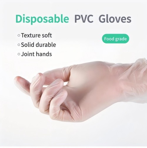 Guantes de examen de vinilo de PVC desechables blancos para la industria alimentaria Venta directa de fábrica