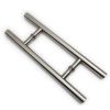Bisagra soldable/Tirador de puerta de vidrio sin marco redondo en forma de H de acero inoxidable con montaje en escalera