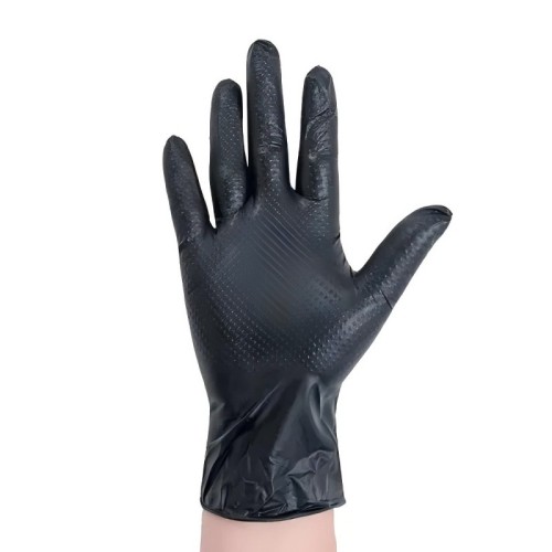 High Quality Chemical Wholesale Diamond Textured Nitrilo Glove Black Clean Room Mechanic Industrial Nitrile Gloves