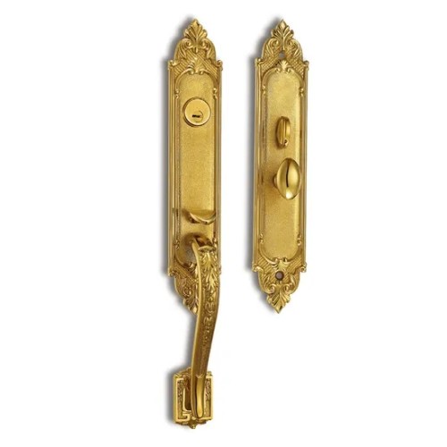 European Style Wood Door Lock Handles Hotel Villa Home Use Antique Brass Brush Finish Door Handles