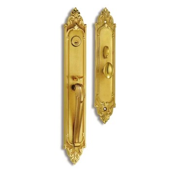 European Style Wood Door Lock Handles Hotel Villa Home Use Antique Brass Brush Finish Door Handles