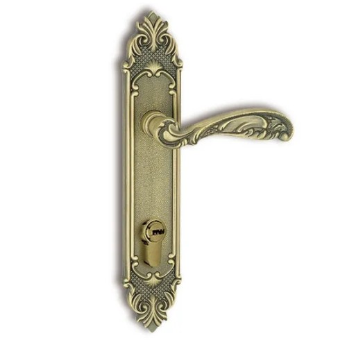European Style Wood Door Lock Handles Hotel Villa Home Use Antique Brass Brush Finish Door Handles