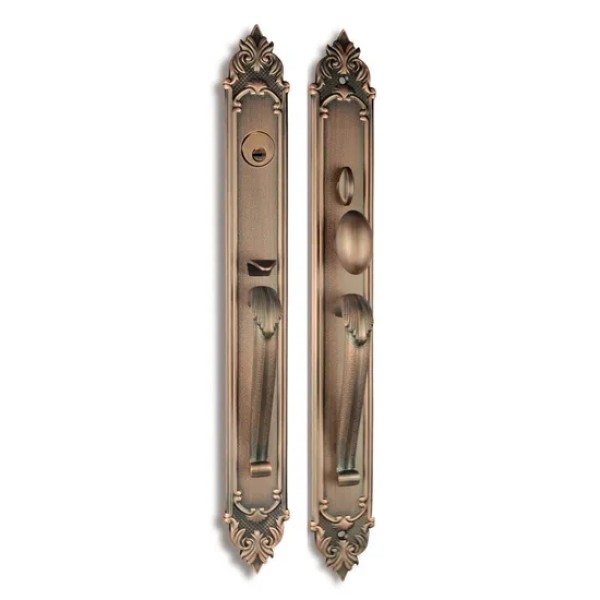 European Style Wood Door Lock Handles Hotel Villa Home Use Antique Brass Brush Finish Door Handles