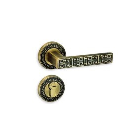 Hot Selling Gold Noble Brass Carved Main Door Wooden Door Lock Villa Brass Door Handle Lock Set