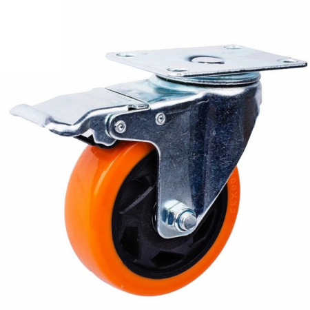 2inch 2.5inch 3inch 4inch 5inch 130kg Orange PVC/PU Industrial Rotary Trolley Caster Swivel Wheel