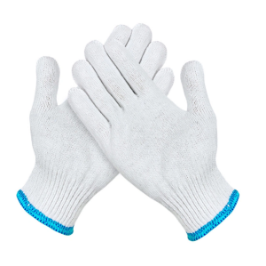 Guantes de punto de algodón blanco de protección para trabajos de construcción y seguridad industrial