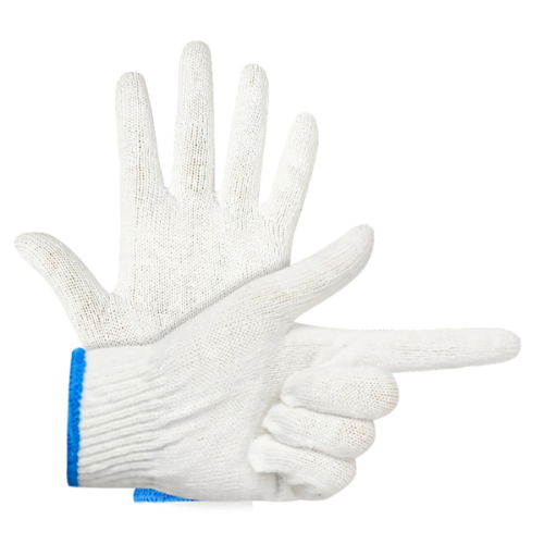 Guantes de punto de algodón blanco de protección para trabajos de construcción y seguridad industrial