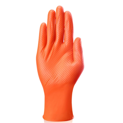 Presentamos nuestros guantes de nitrilo texturizados de color naranja vibrante