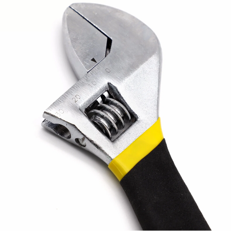 Carbon Steel, Chrome Plated, Dipped Handle, Adjustable Wrench Spanner