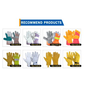 Cow Split Leather Double Palm Work Gloves for Construction CE Certified