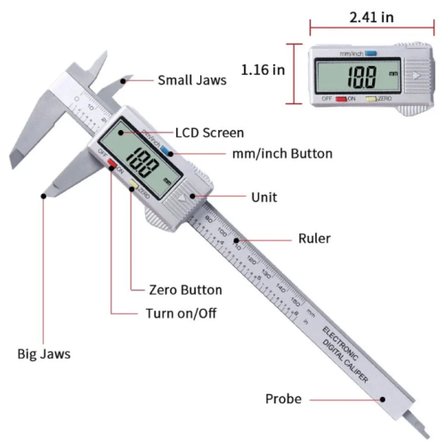 Calibrador electrónico de 150 mm Herramienta de medición Calibrador Vernier digital de precisión