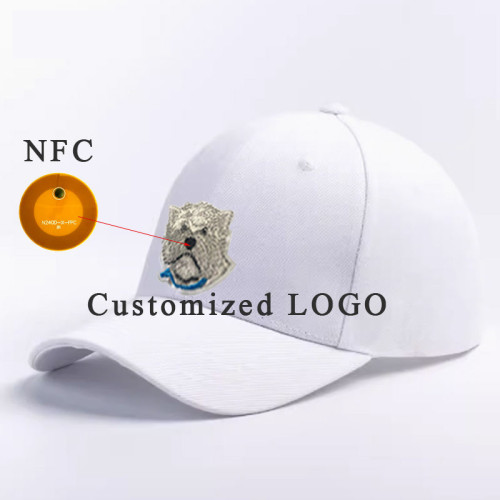 Customizable logo hat with NFC anti-counterfeiting label