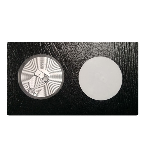 Diameter 23 rewritable 13.56MHz RFID small sticker label NFC/HF aluminum antenna embedded paper label FM11NT021 chip