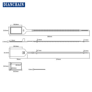 Etiqueta de sellado de plomo de plástico de 55*33 mm, chip pcb213 resistente a altas temperaturas y alta frecuencia, etiqueta antidemolición de un solo uso