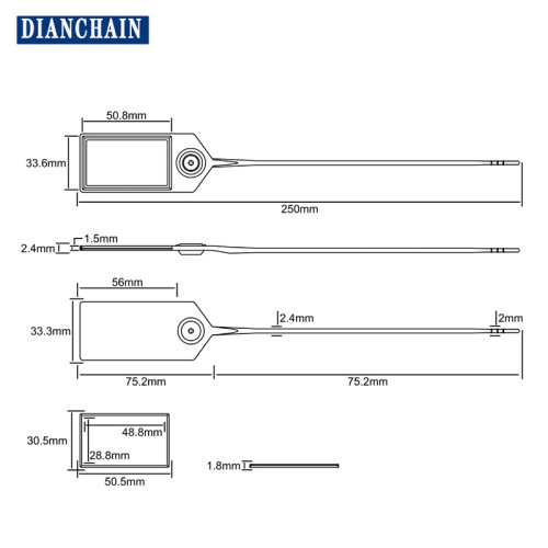 Sello de plástico desechable Chip U9 Etiqueta UHF FPC Etiqueta de alta temperatura Etiqueta antipaquetes 56*33 mm