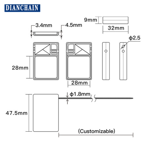 Etiqueta de sello de plástico de 47*32 mm Etiqueta RFID UHF Etiqueta de sello electrónico desechable con chip H9 resistente a altas temperaturas e impermeable