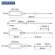 61*27mm plastic seal label UHF RFID label U9 chip disposable anti-dismantling label