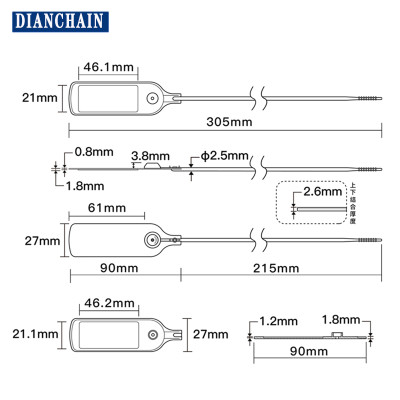 61*27mm disposable cable tie anti-counterfeiting NFC label 213 Chip pcb anti-dismantling and traceability label