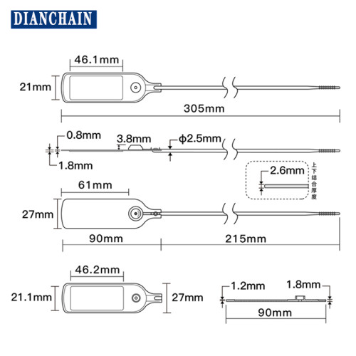 61*27mm disposable cable tie anti-counterfeiting NFC label 213 Chip pcb anti-dismantling and traceability label